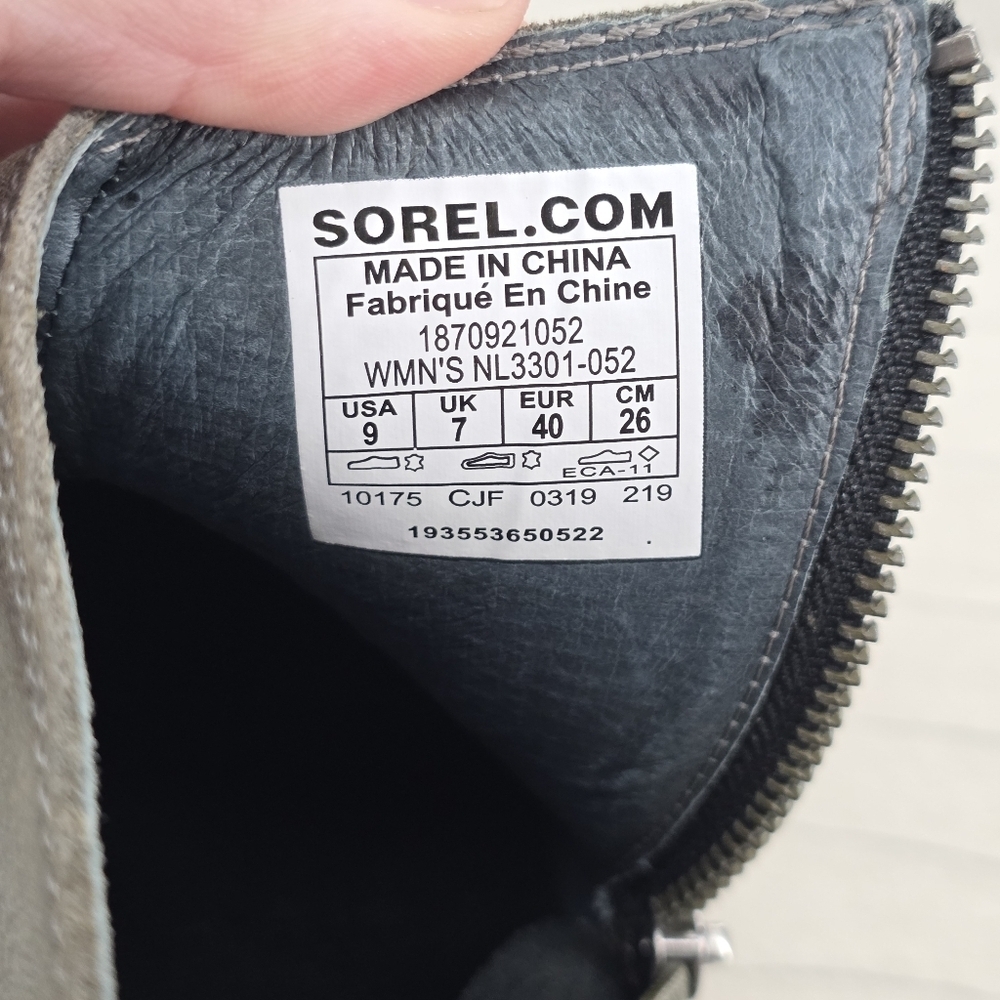 Sorel Womens Blake Bootie Quarry Gray Leather Zip Boots Heels NL3301-052 Size 9 - Picture 14 of 14